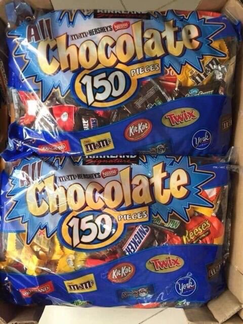 Kẹo socola tổng hợp Kirkland all chocolate 150 pieces Mỹ 2,55kg Date 11-23