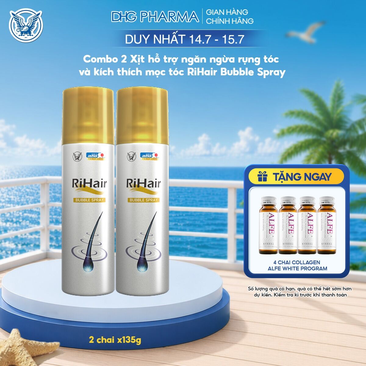 Combo 2 Xịt hỗ trợ ngăn ngừa rụng tóc và kích thích mọc tóc RiHair Bubble Spray