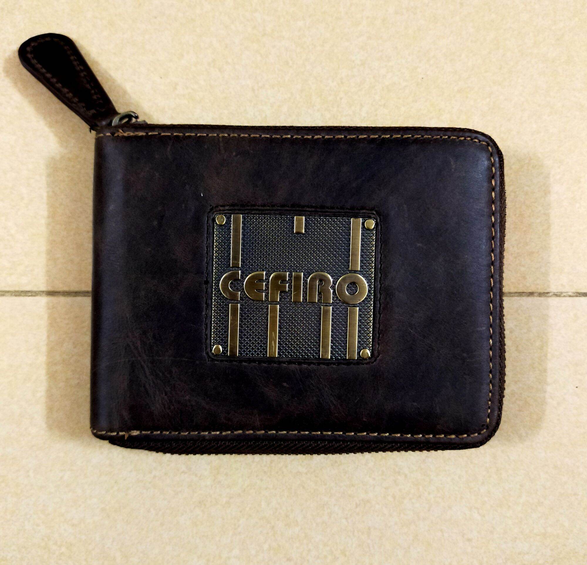 Cefiro American Style Elegant Zipper Leather Wallet
