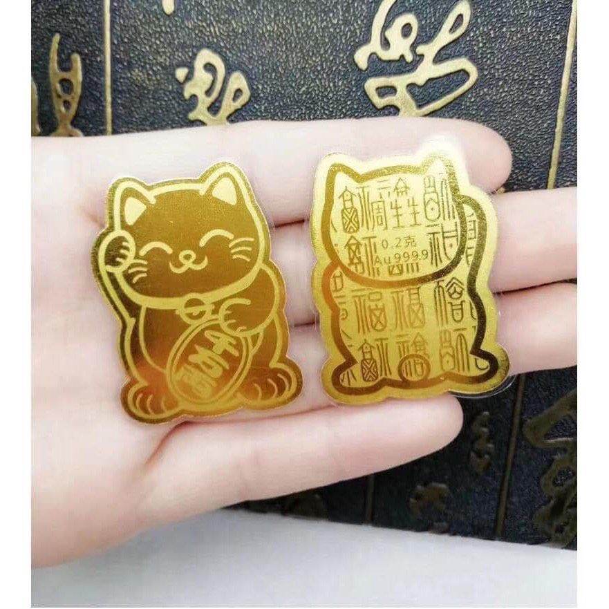 Miếng dán mèo thần tài