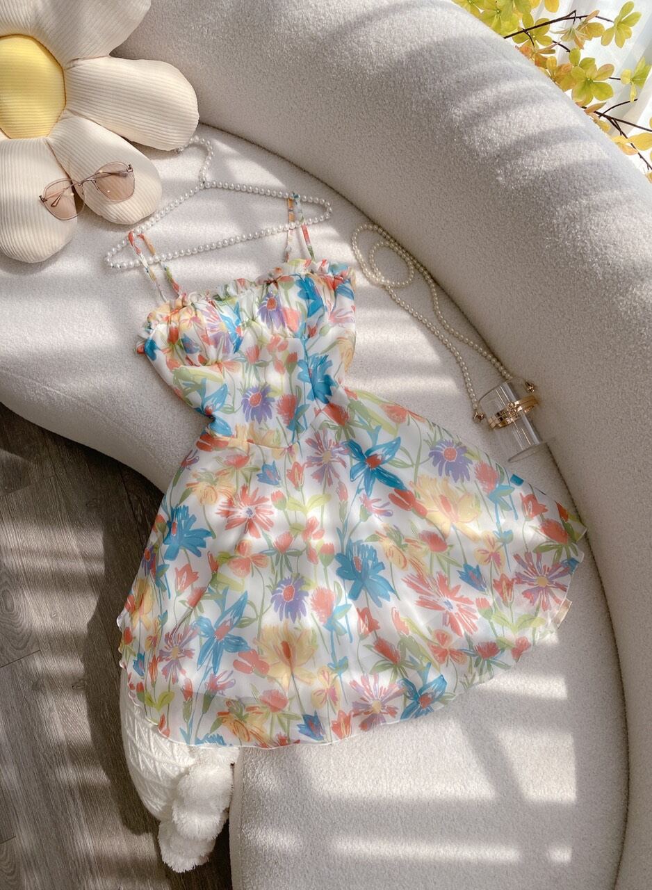 ĐẦM 2S HOA NGŨ SẮC 3 SIZE S-M-L(CÓ MÚT NGỰC)