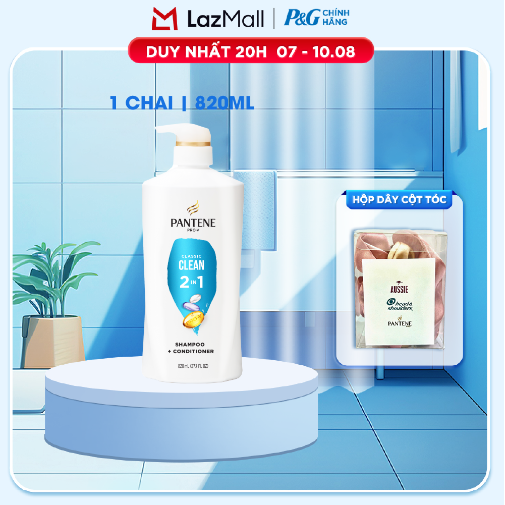 Dầu Gội Xả PANTENE Nhập Khẩu Mỹ 2IN1 Hương Classic Clean Chai 820ML