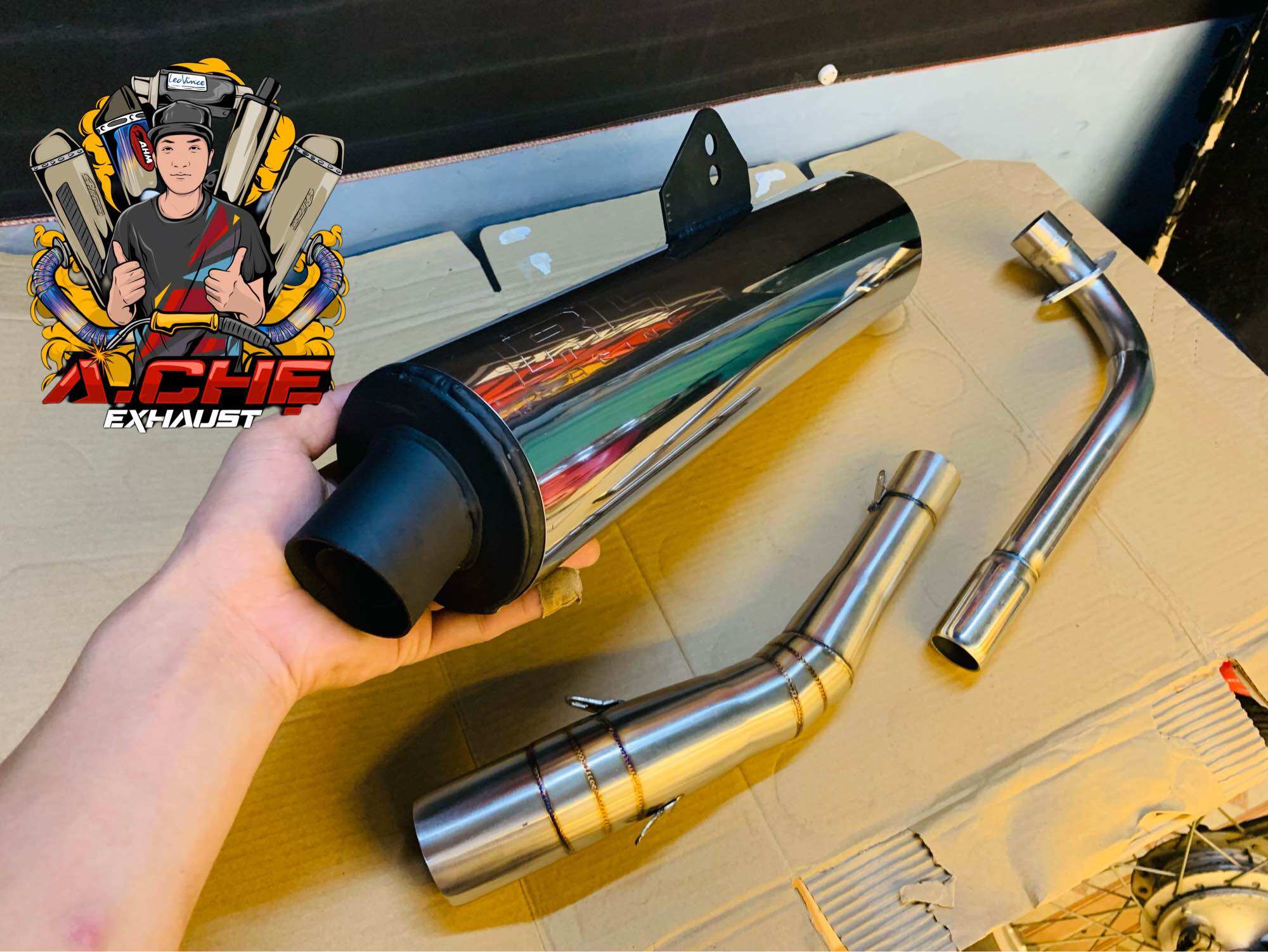 Pô cbr rl + cổ 2khúc dream wave sirus blade rsx s110 a110 inox