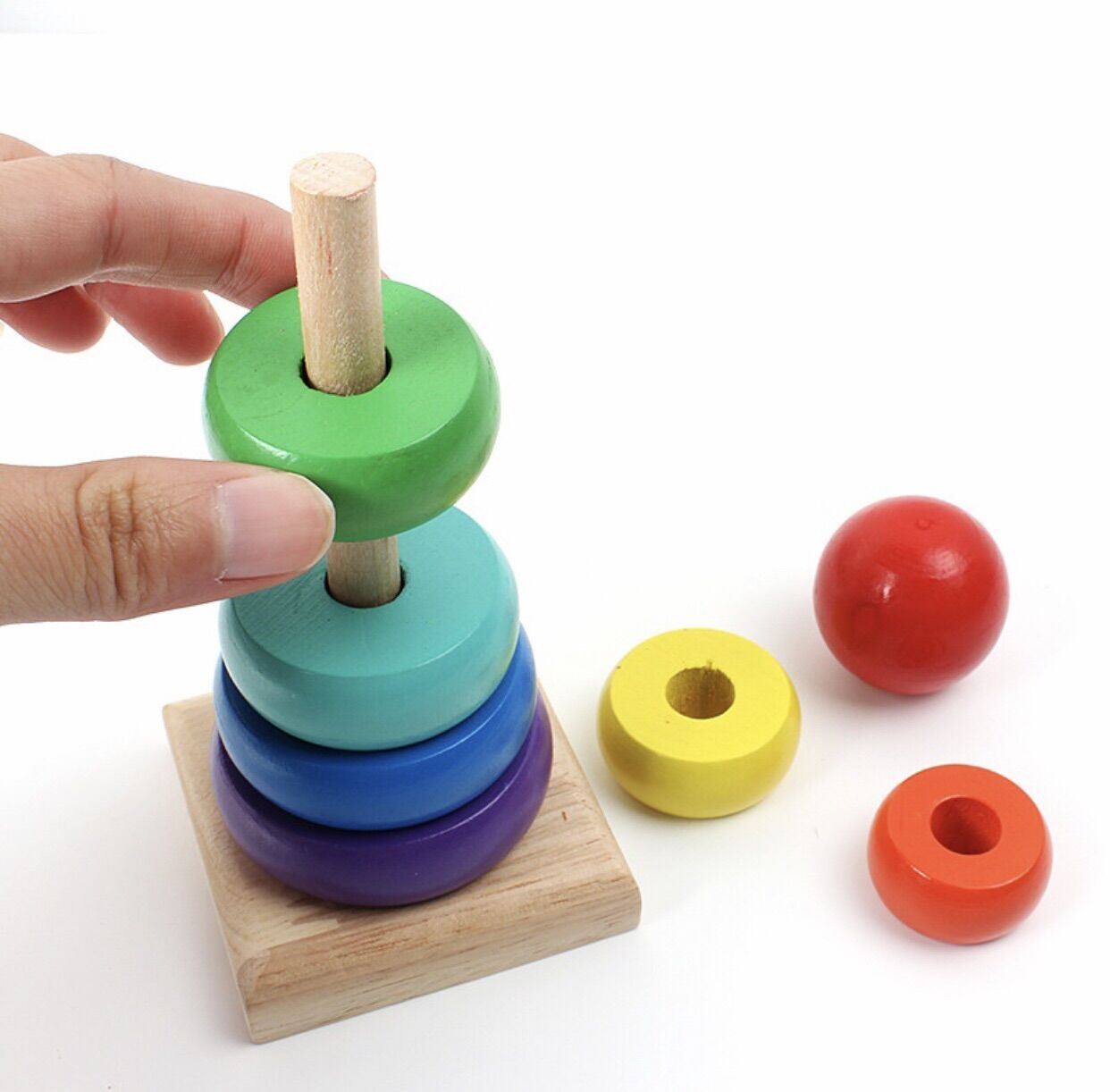 Tháp Gỗ Cầu Vồng Nhiều Màu Cho Bé