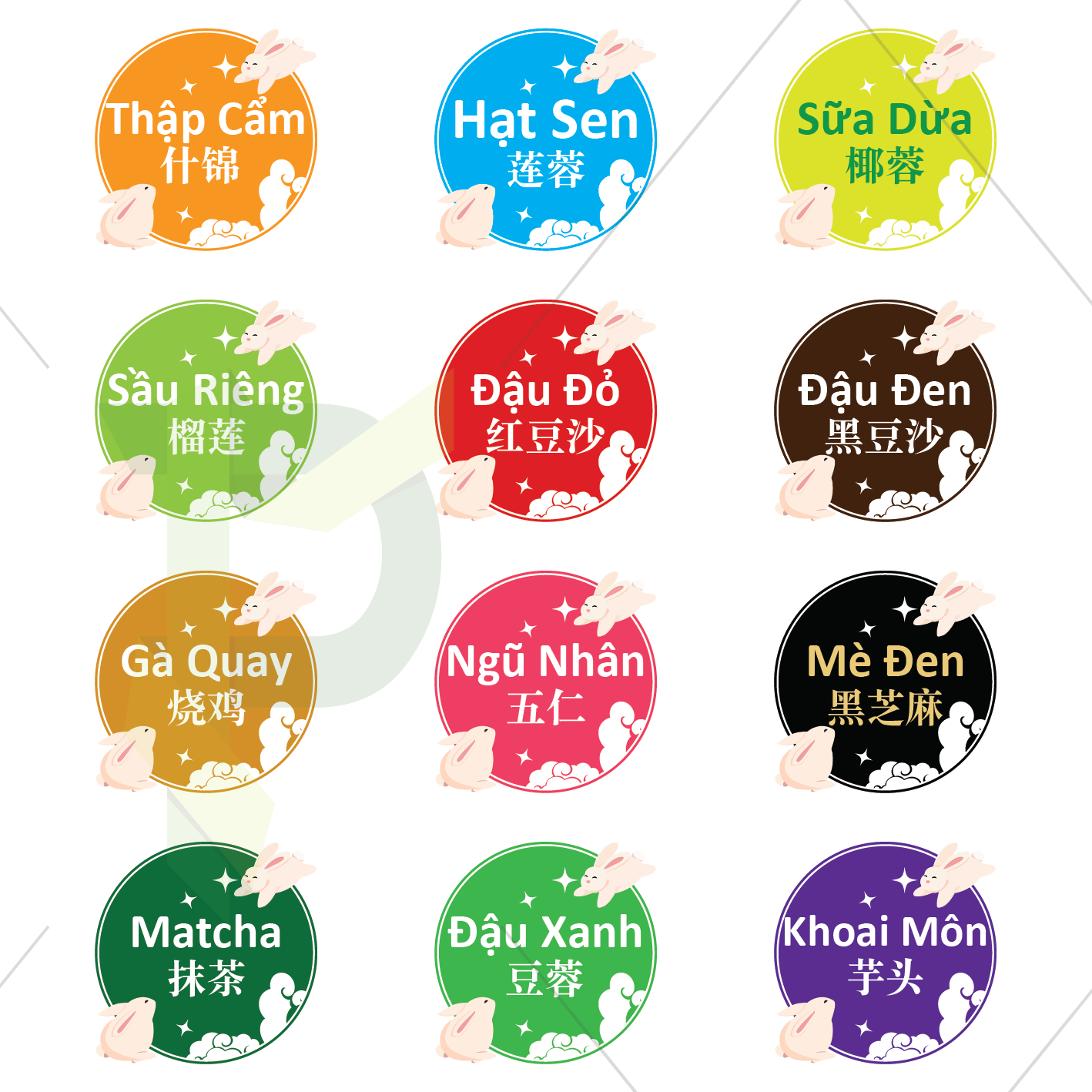 HCM Tem nhãn nhân bánh Trung Thu Hình Tròn 3cm Decal dán