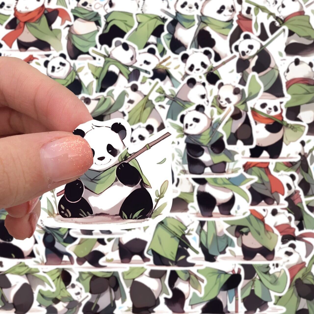 Set 50 miếng sticker hình dán chống nước gấu trúc panda