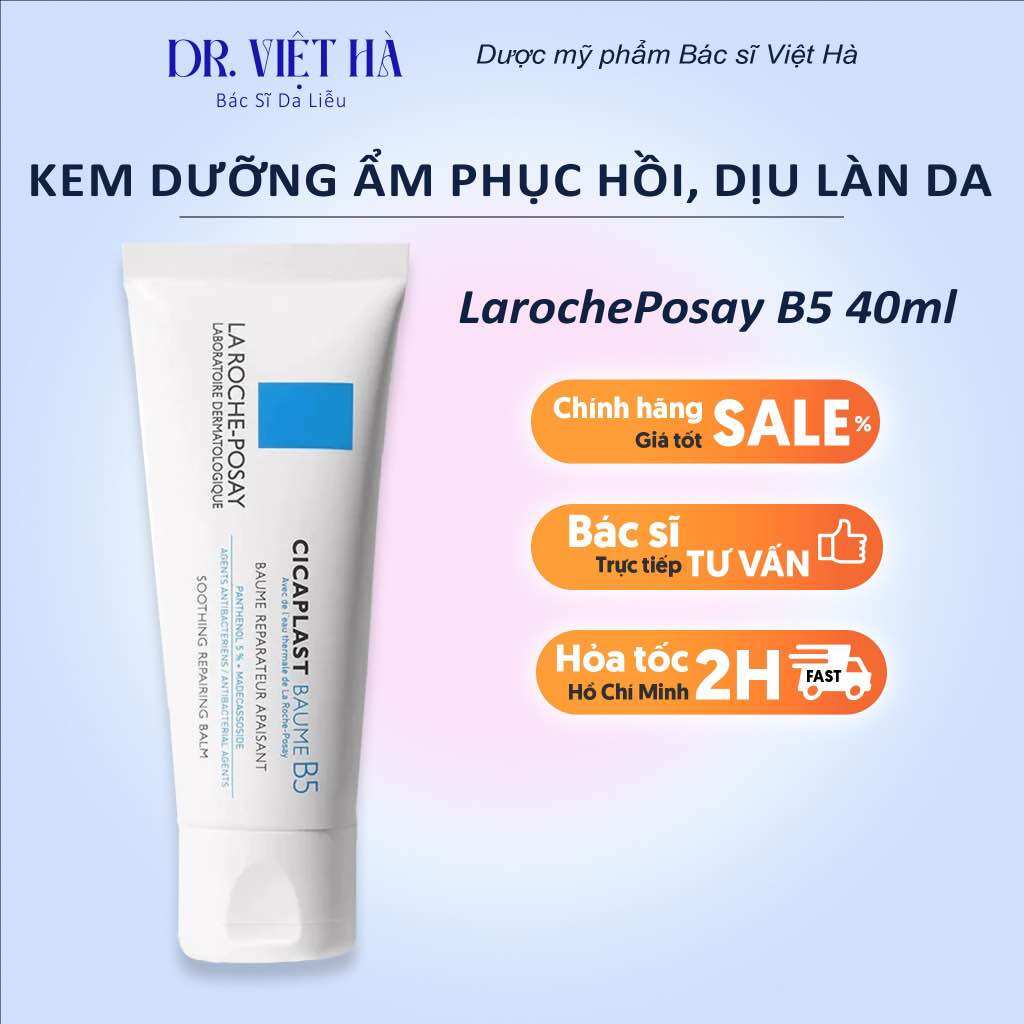 Kem dưỡng ẩm phục hồi và làm dịu làn da tổn thương B5 cream 40ml LarochePosay| Bs Hà Da Liễu Khuyên Dùng