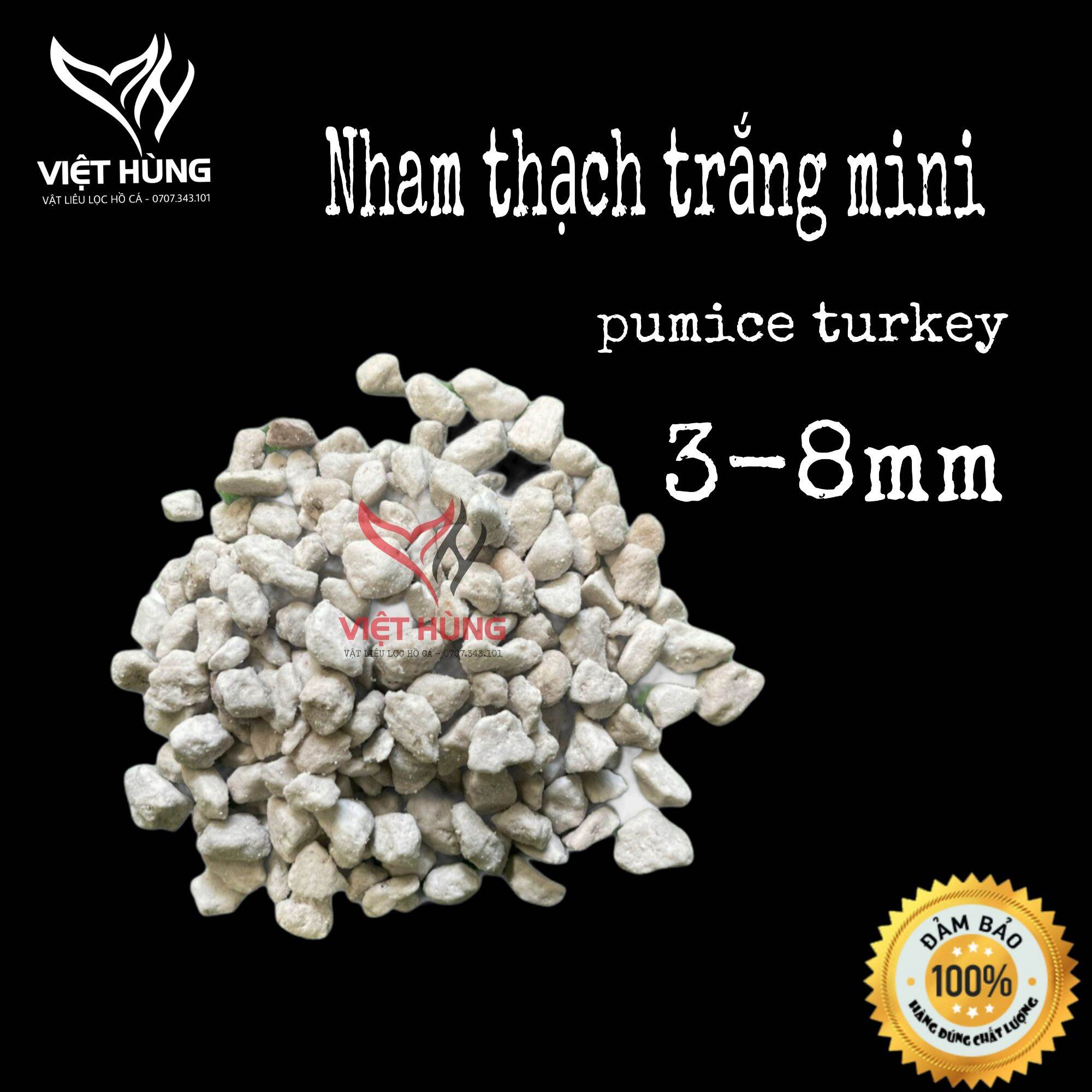 Nham thạch trắng pumice turkey 3-8mm đá lông vũ mini 1kg