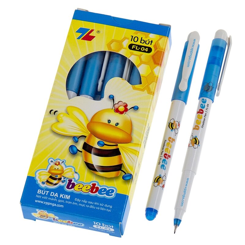 Bút dạ kim Thiên Long bee bee _ combo hộp 10 bút màu xanh