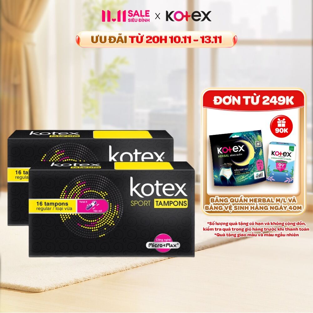 Combo 2 hộp Băng vệ sinh Kotex Tampon 16 miếng