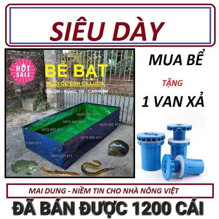 Bể bạt nuôi ốc ếch cá lươn, xanh bộ đội, tặng van xả đáy