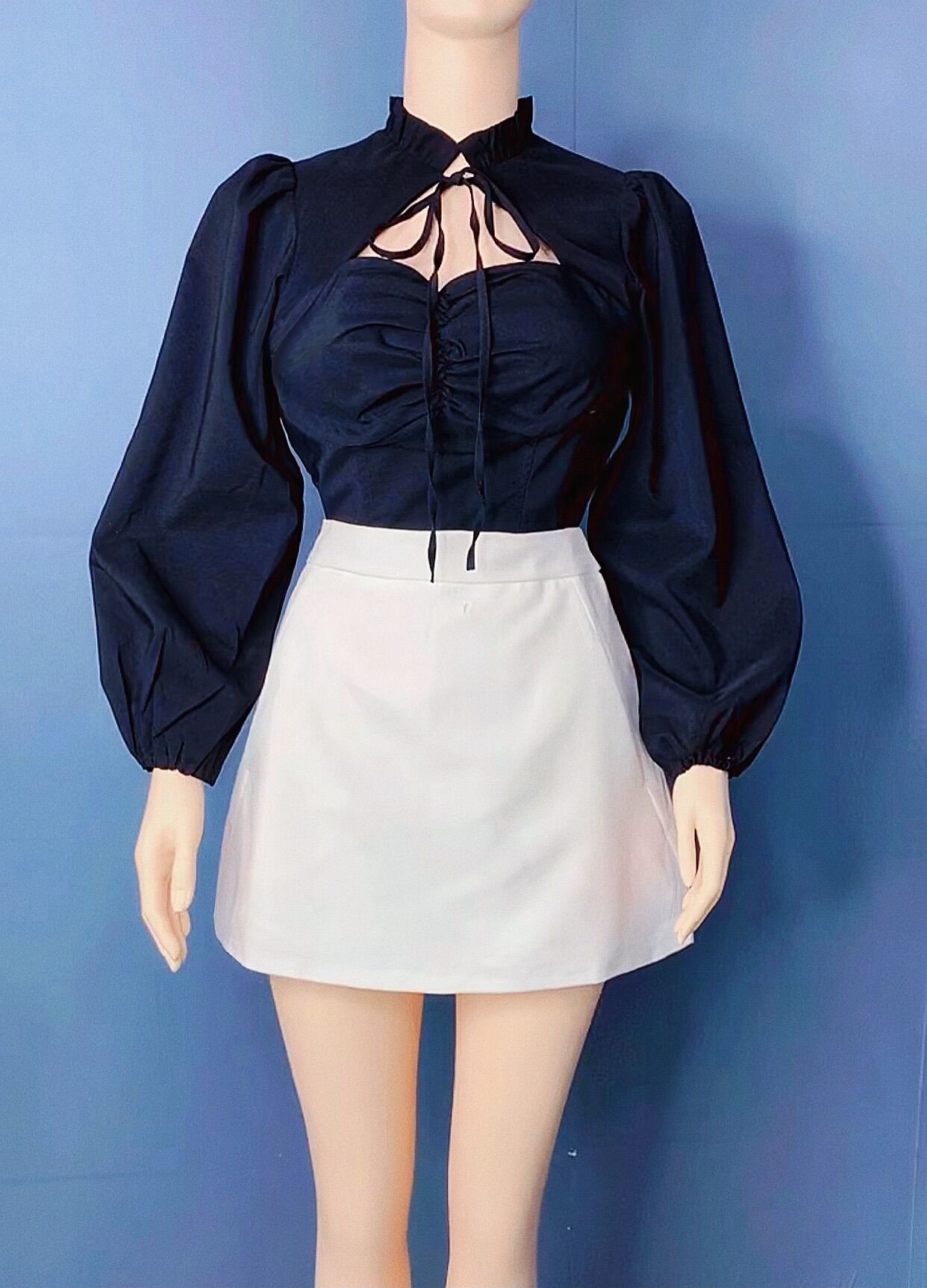 [ MÃ 57 ] ÁO CROPTOP TAY DÀI PHỒNG CÓ CỘT NƠ