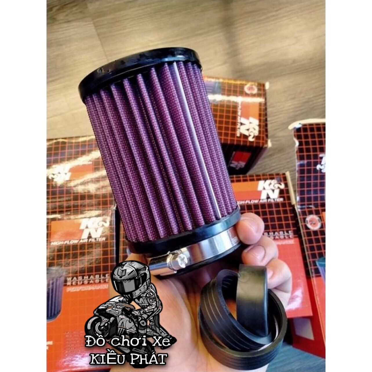 Lọc trụ pô e tăng tốc k&n 1:1 gắn nhiều loại xe sonic raider winner,..
