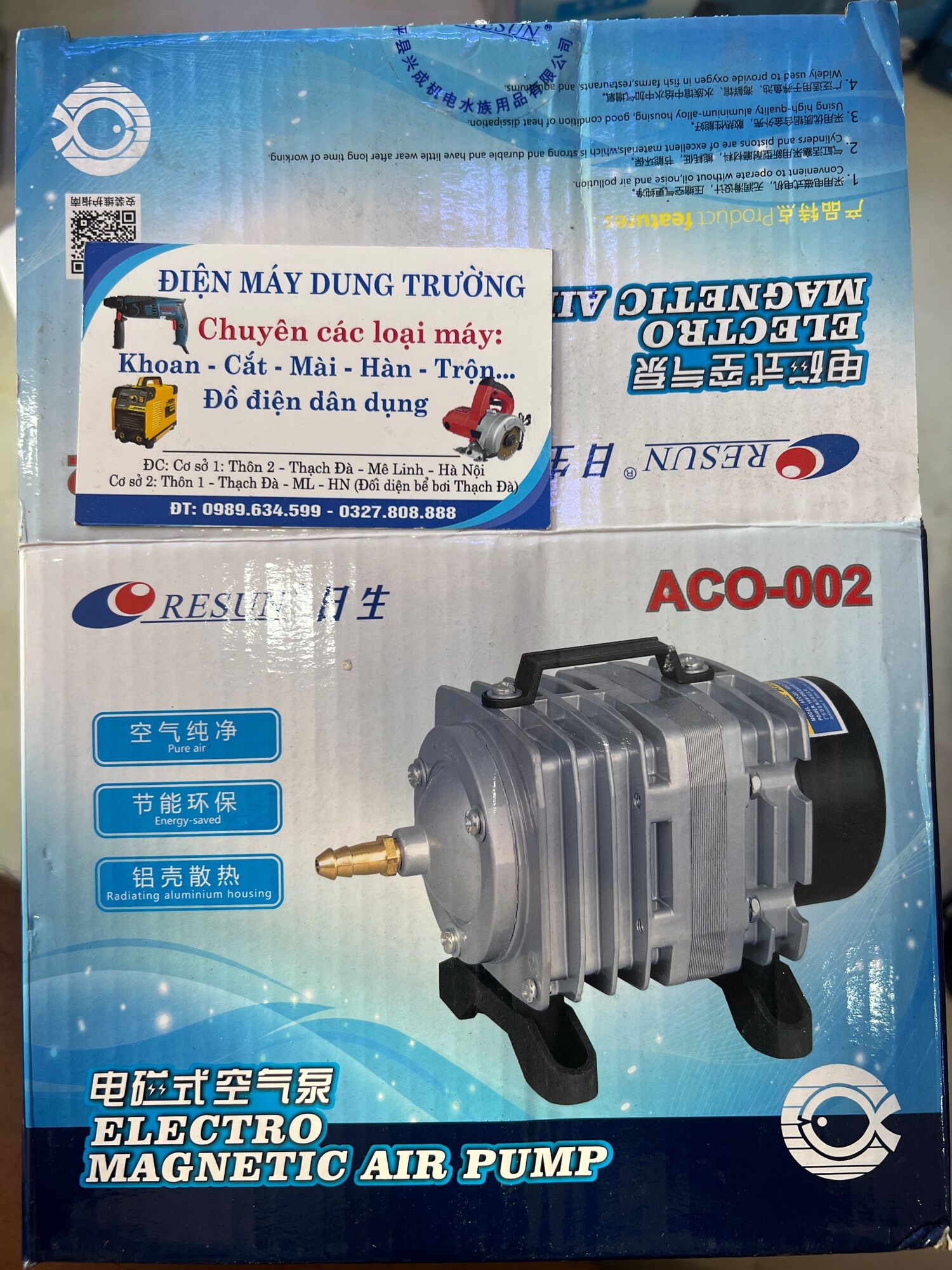 Máy sục sủi thổi khí oxy hồ cá cảnh Resun ACO-002