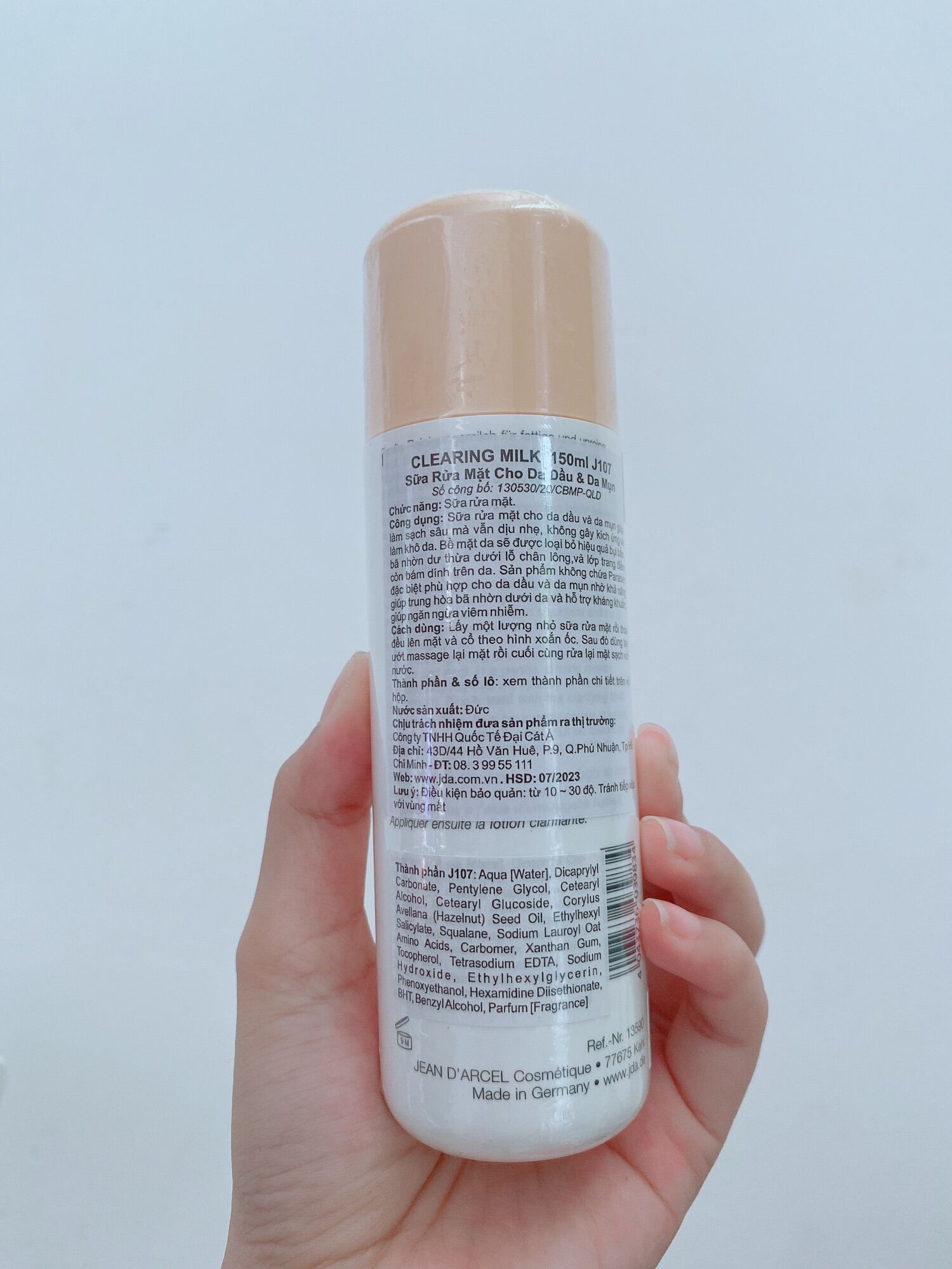 Sữa Rửa Mặt Jean D'Arcel Clearing Milk Cho Da Dầu Mụn 150ml