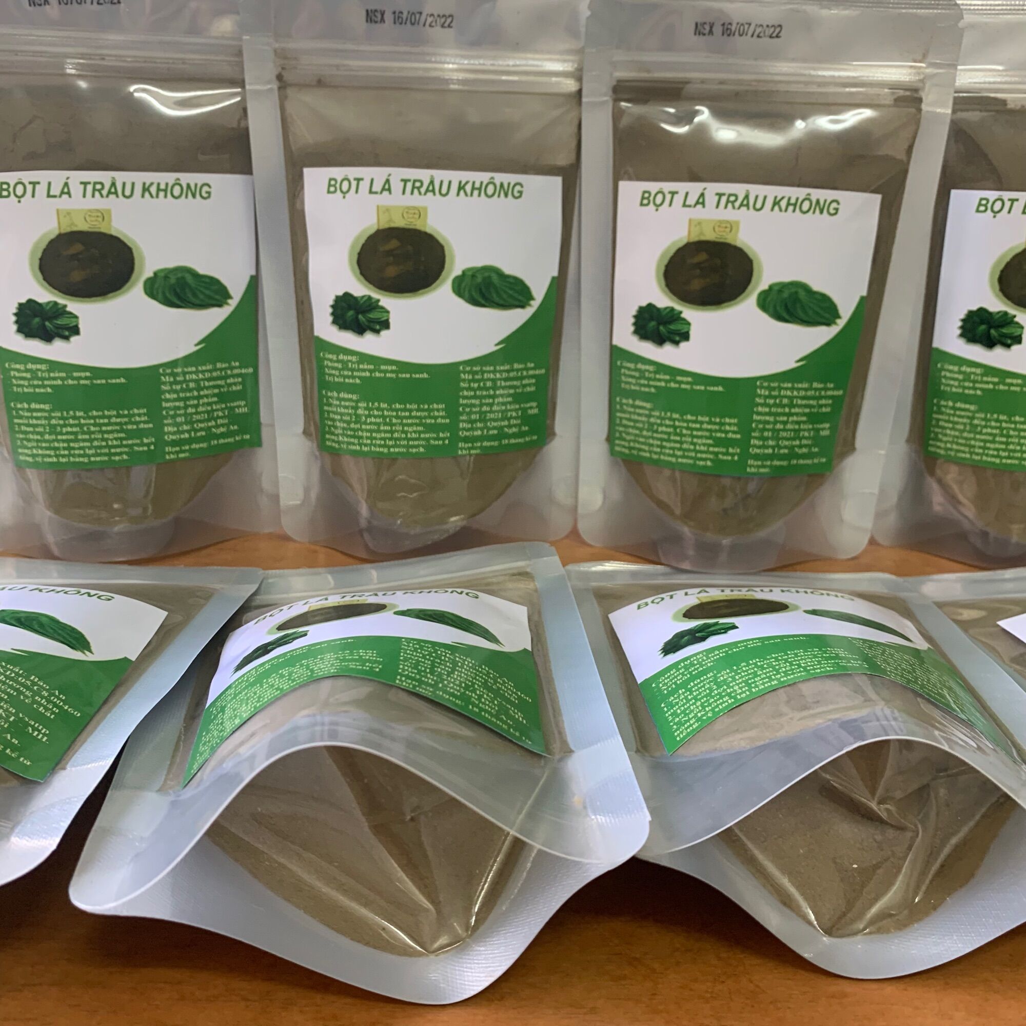 Bột lá trầu không 100gr xông mặt, xông hơ vùng kín sau sinh