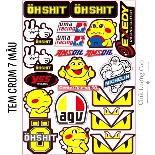 Tem crom 7 màu 21 logo HÀNG XỊN
