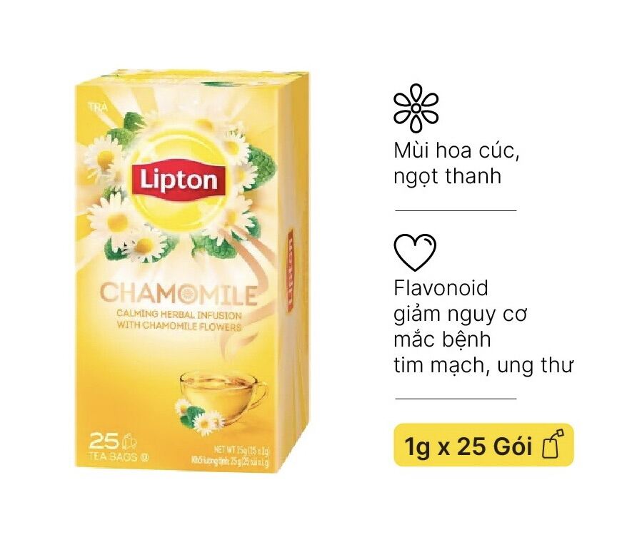 Hộp 25 gói Trà Lipton Túi Lọc Helium Chamomile- trà Hoa Cúc