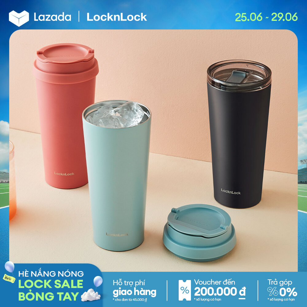 LHC4279 - Bình giữ nhiệt Lock&Lock có 2 nắp thay thế New Clip Tumbler 540ml - 3 màu, Nắp kín và nắp trong suốt - Hàng chính hãng