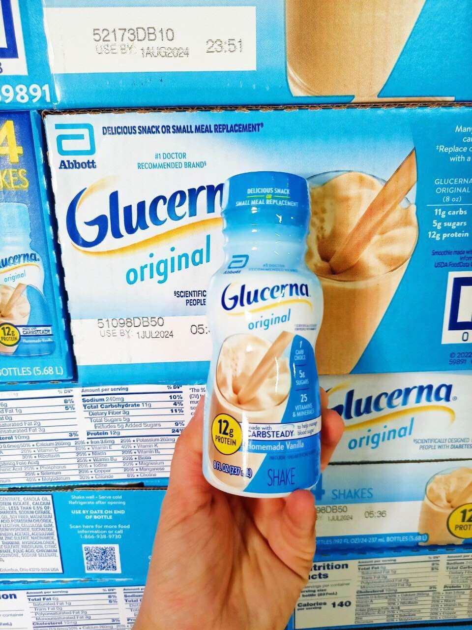 💁🏻‍♀️🥛‍♀️[HSD 07/2024] Thùng 24 chai Sữa nước cho người tiểu đường Glucerna 237ml của Mỹ Vani và Dâu