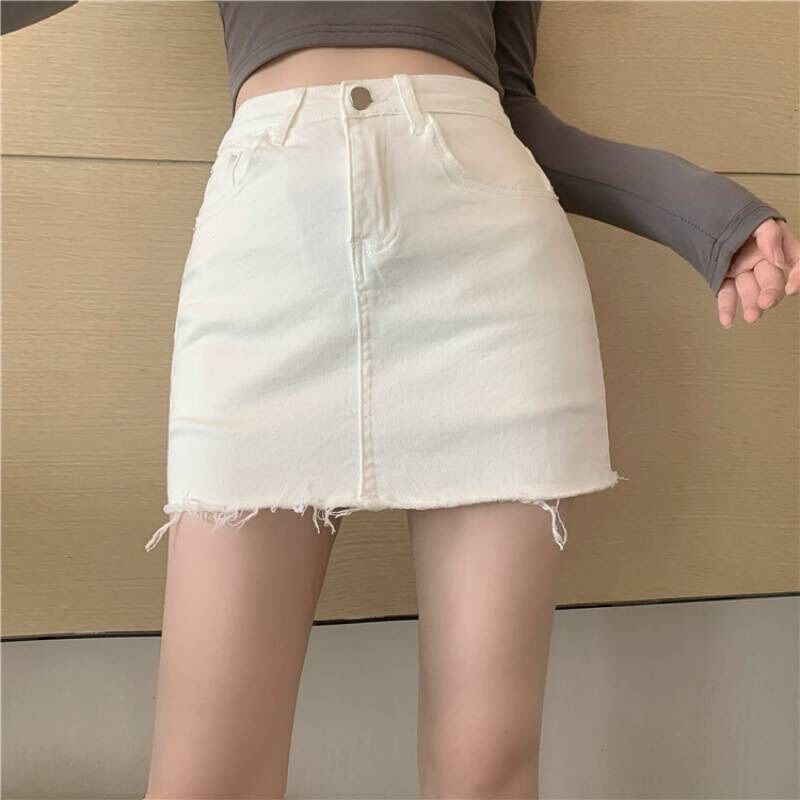 Chân váy kaki ôm tua rua có quần trong basic
