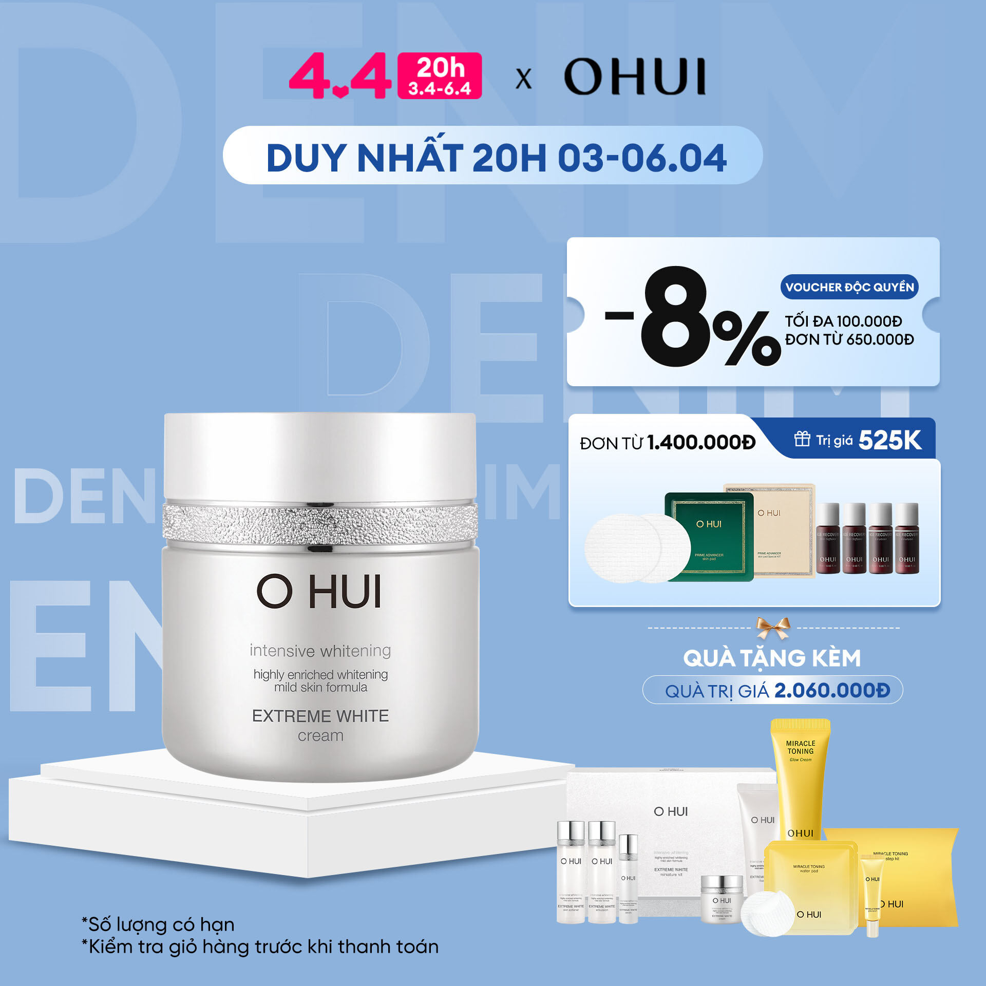 [OHUI Official] Kem dưỡng sáng chuyên sâu cải thiện sắc da OHUI Extreme White Niacinamide 10% TX MelaToning Cream 60ml