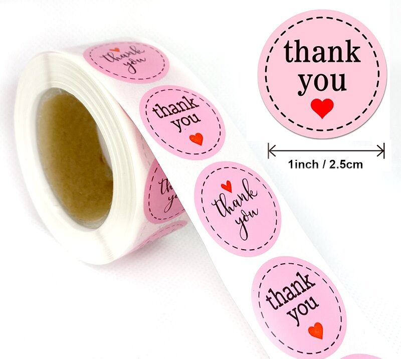 Cuộn 500 sticker/tem dán thank you cảm ơn ( nhiều mẫu)