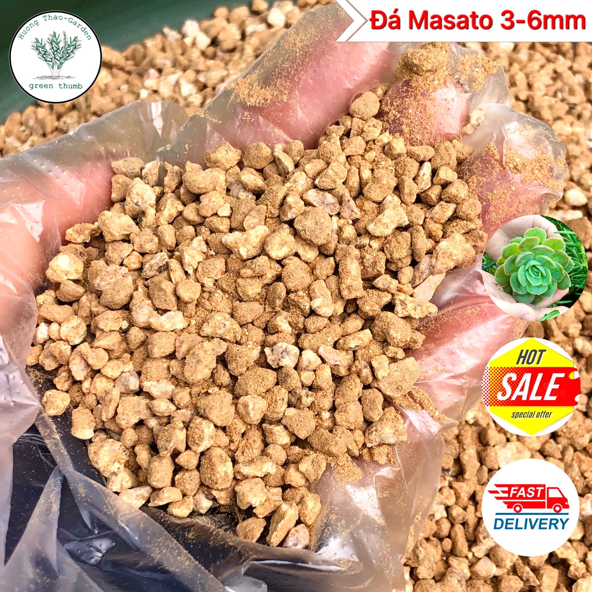 Đá Masato khoán rải mặt chậu giữ màu cho sen đá túi 1kg - size 3-6mm