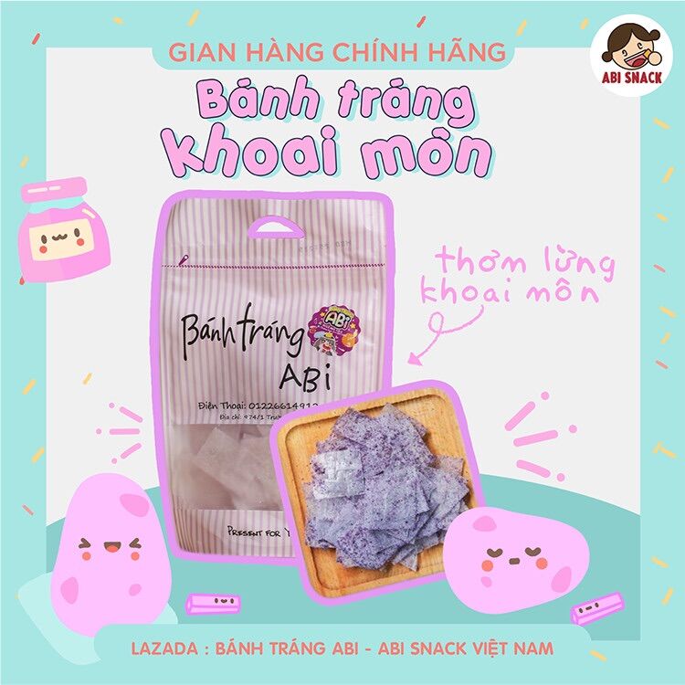 Bánh tráng vị khoai môn abi snack - bánh tráng khoai môn