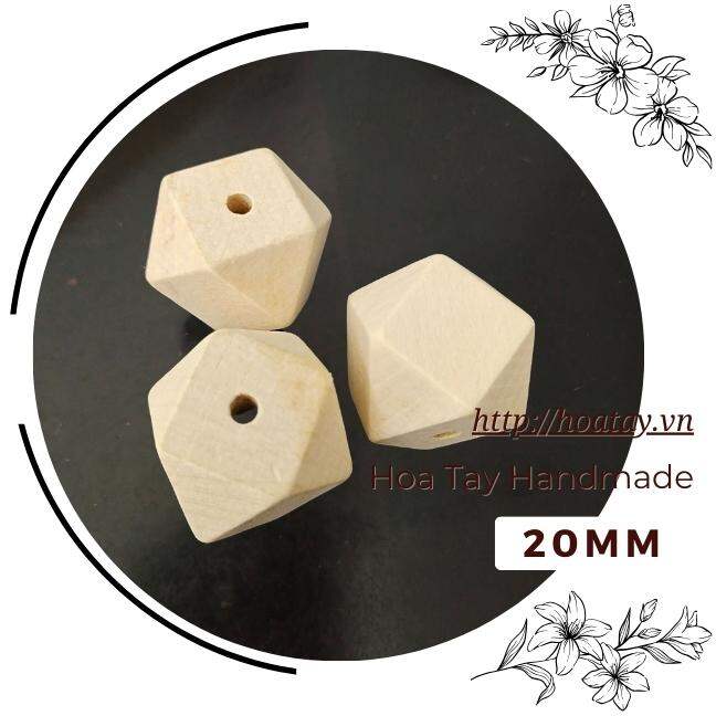 Hạt gỗ lục giác tự nhiên trang trí túi, thắt hạt macrame EB016