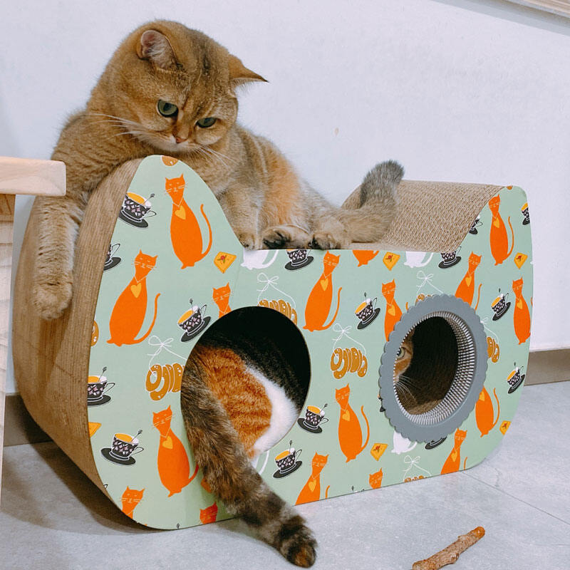 Thảm Cào Móng Cho Mèo Máy Chà Ngứa Mèo Ổ Mèo Nhất Thể Thùng Carton Chống Mài Mòn Không Rơi Sản Phẩm Giấy Gợn Sóng Nhà Nhà