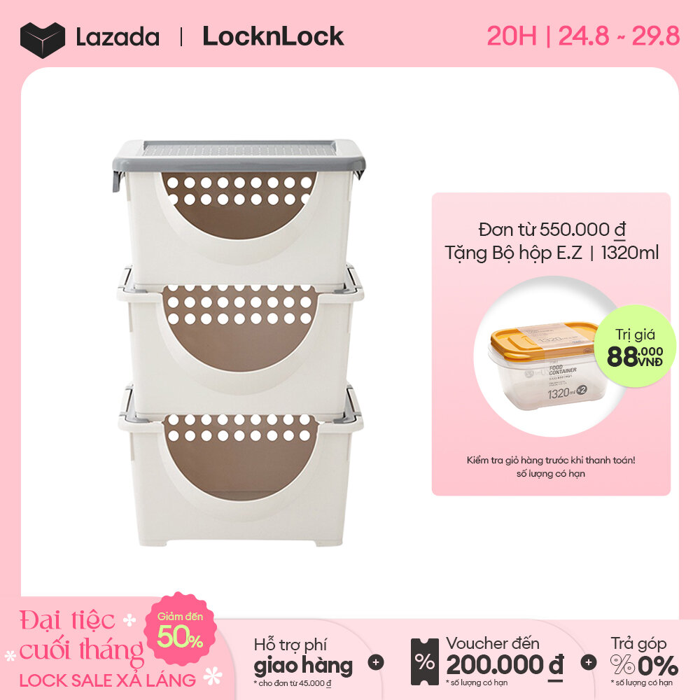 INP421LS3 - Set 3 thùng đựng đồ Lock&Lock thiết kế thông minh màu sắc trang nhã tiết kiệm không gian. Hàng chính hãng