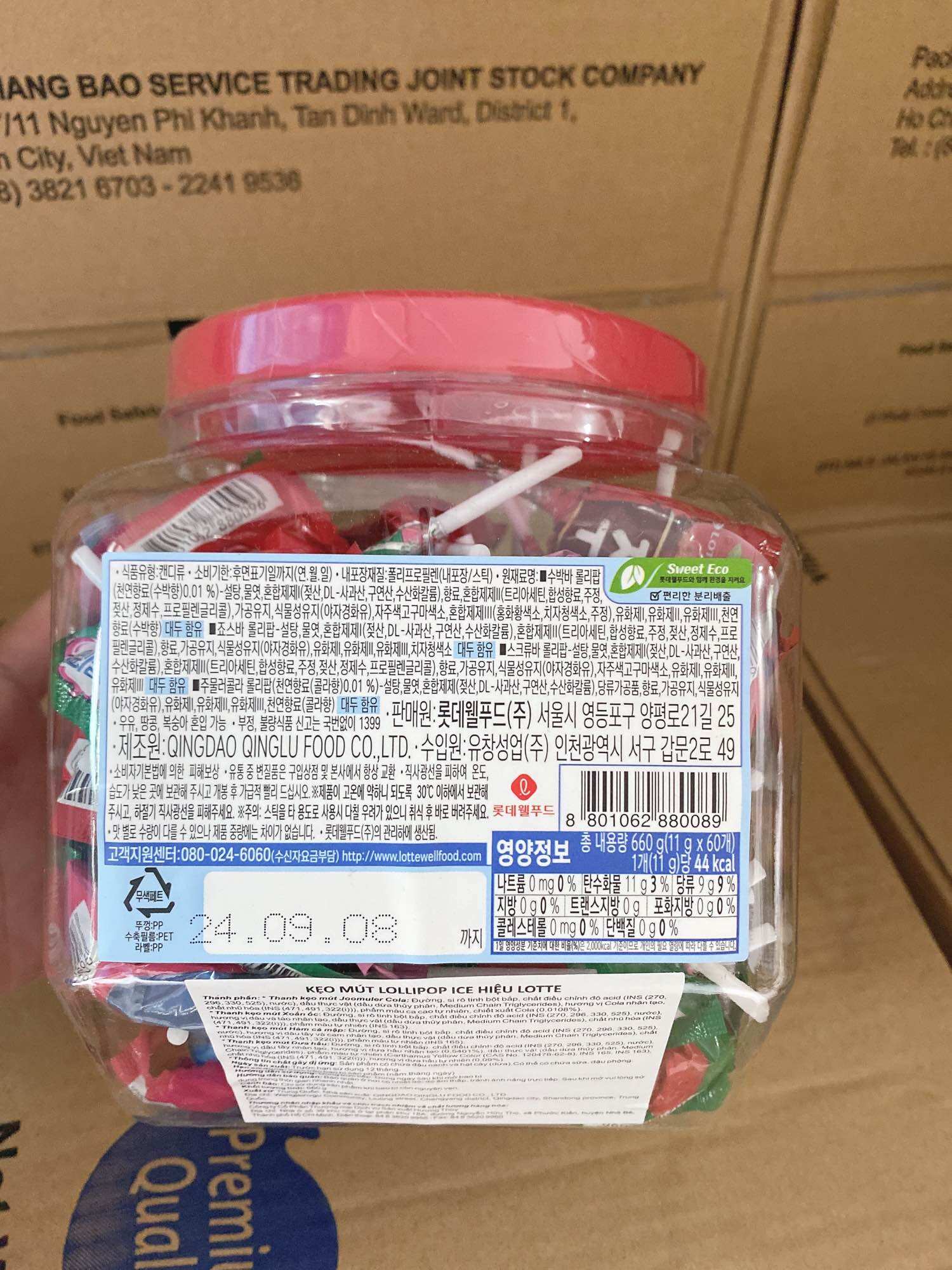 Kẹo mút lotte vị trái cây 60 cây