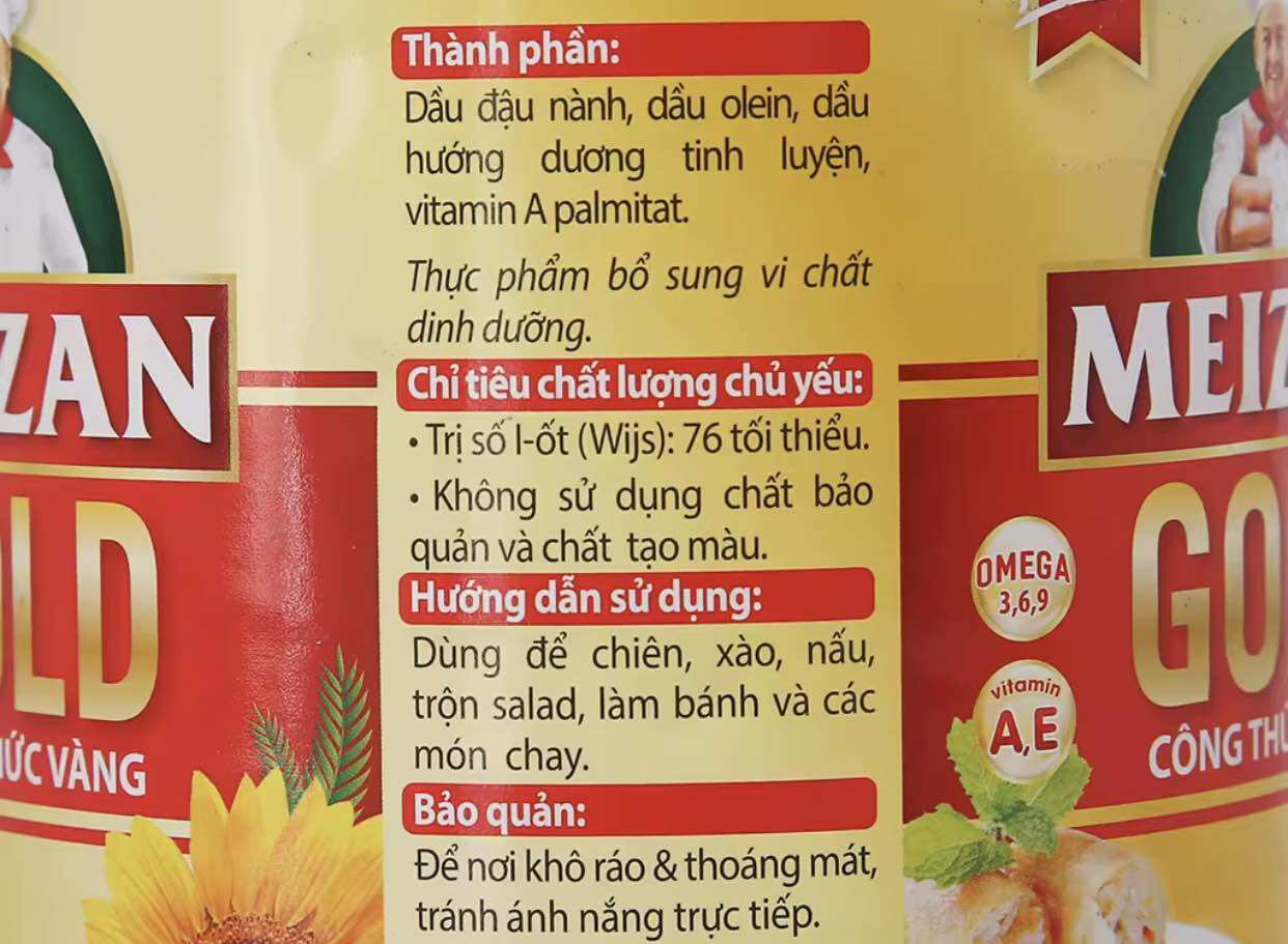 Dầu ăn Meizan Gold chai 2 lít