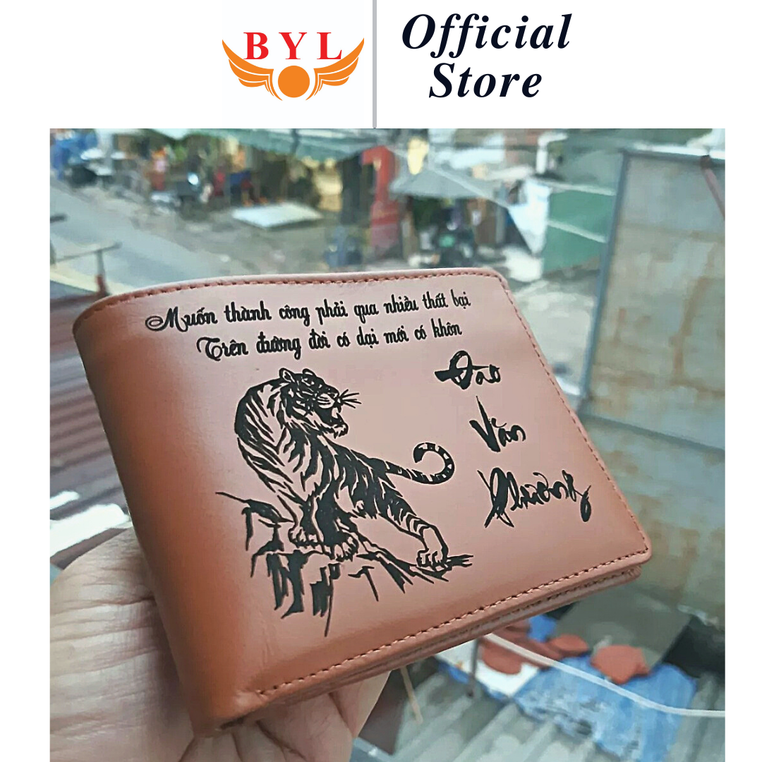 Bóp Ví Da Nam BYL/Ví da khắc tên/Ví khắc theo yêu cầu/Ví khắc hình/Ví da nam khắc tên/Ví da nam khắc hình