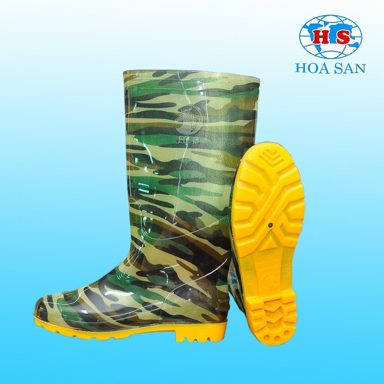 Ủng bảo hộ nam nữ màu rằn ri đế vàng. Ủng chất lượng cao Hoa san