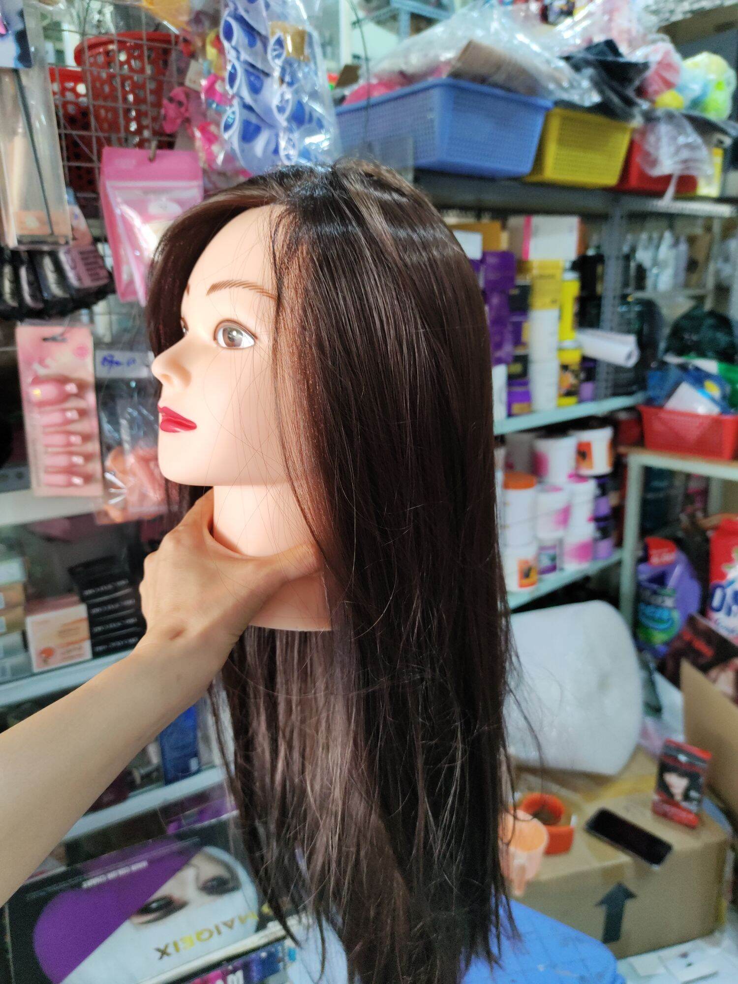 Đầu manocanh - Đầu ken cắt tóc, học bới tóc 50% tóc thật