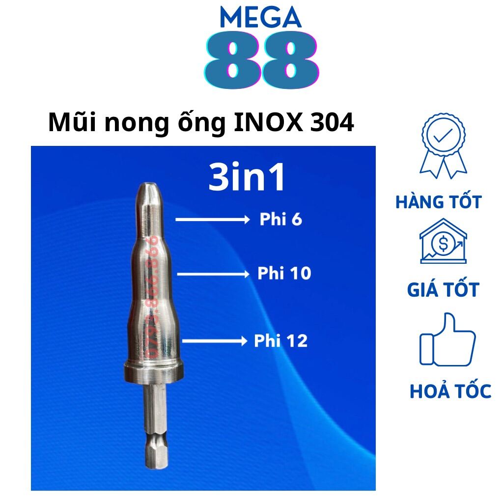 Mũi nong ống đồng bằng khoan inox 304 cao cấp 3in1 nong ống 6-10-12