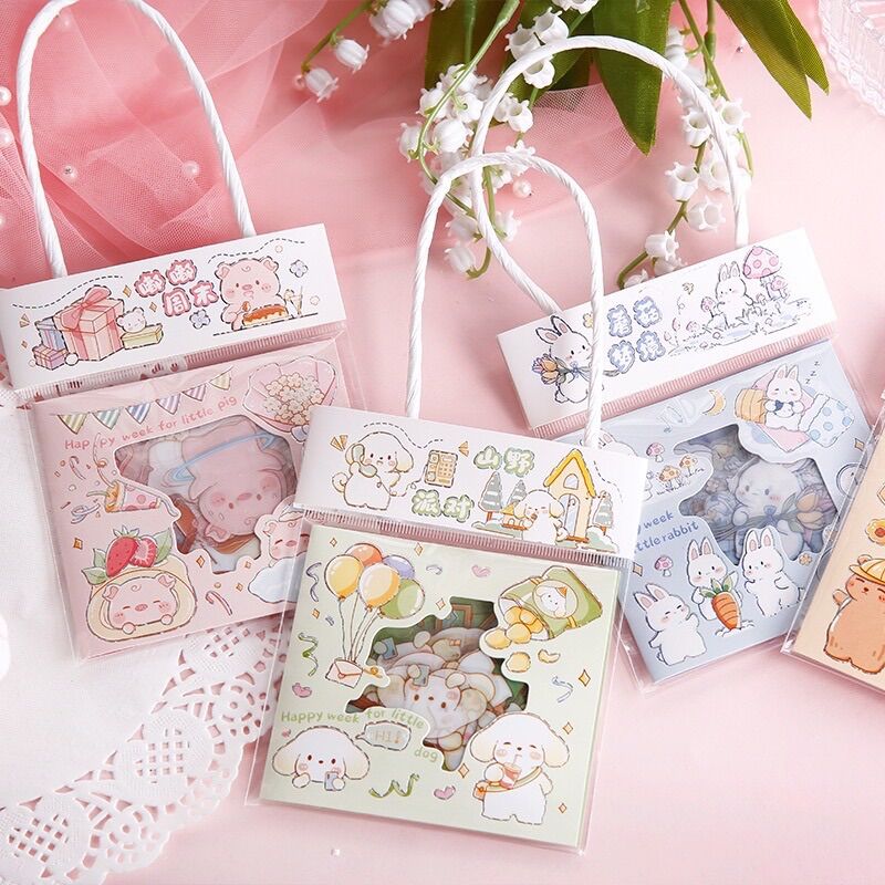Túi sticker 40 tờ hình động vật dễ thương dùng để trang trí