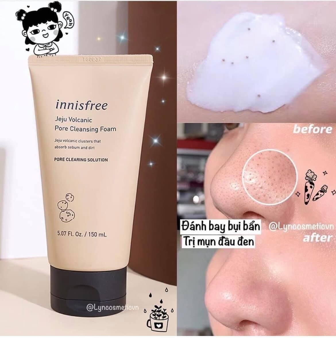 Sữa rửa mặt innisfree tro núi lửa - innisfree jeju volcanic pose cleasing foam ex