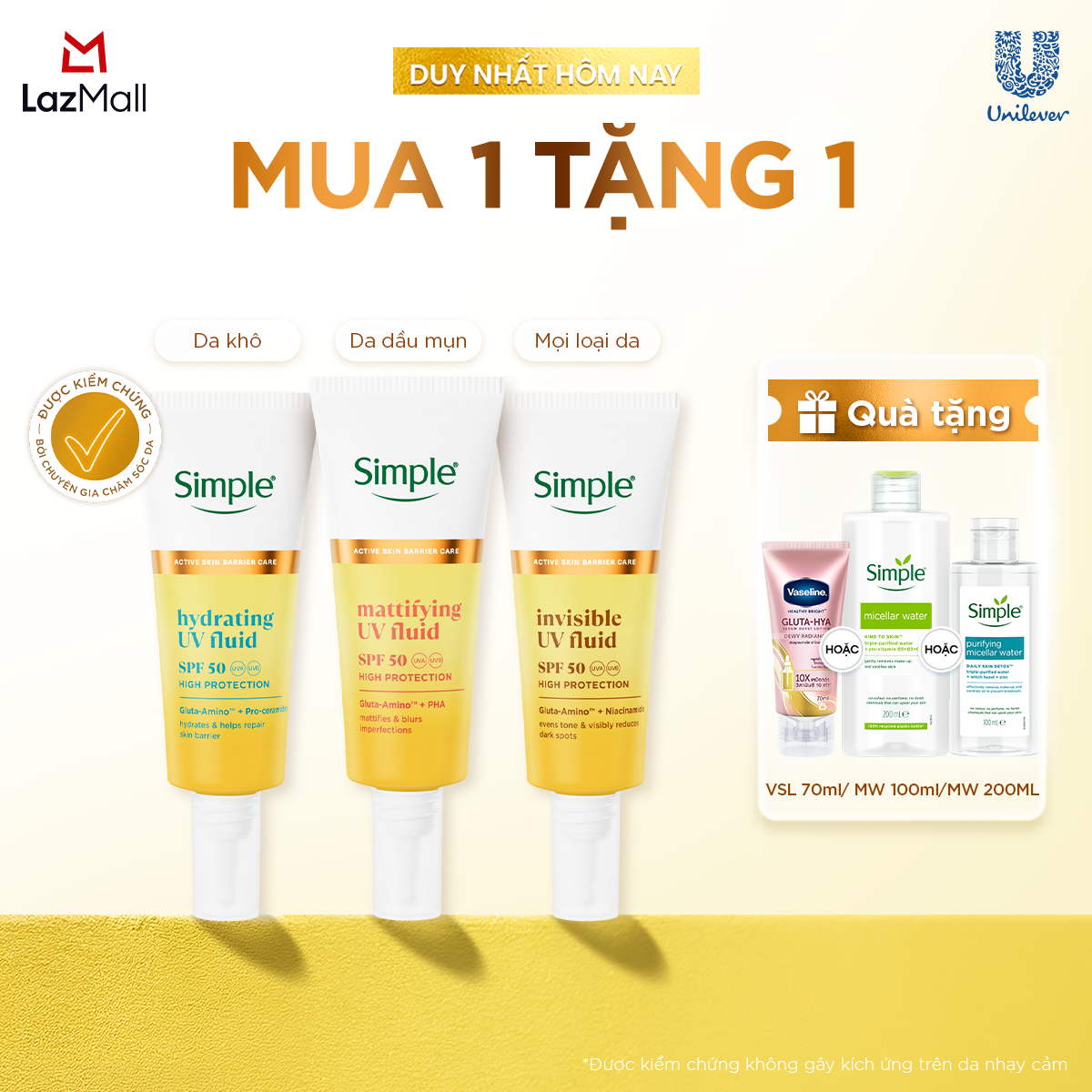 Kem chống nắng Simple UV Fuild mỏng nhẹ tàng hình 40ml