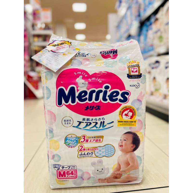 TÃ DÁN MERRIES CHO BÉ SIZE S82+ 6/ M64+ 4 MIẾNG