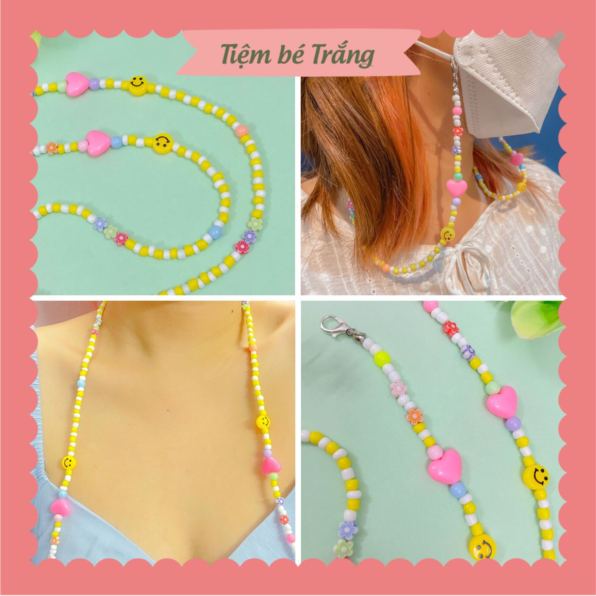 Dây đeo khẩu trang hạt cườm - joy