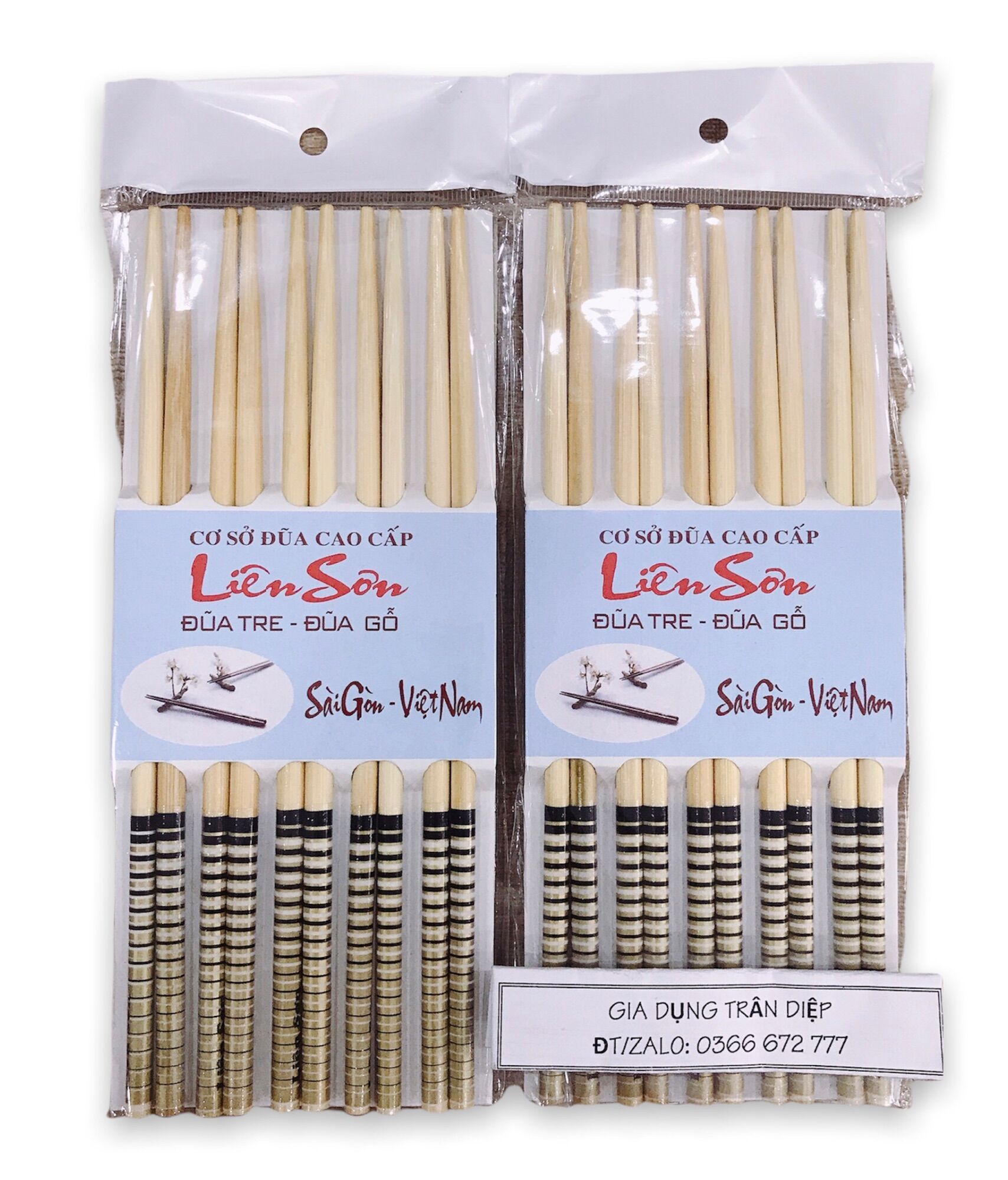 Bộ 10 đôi đũa tre hoa văn sọc