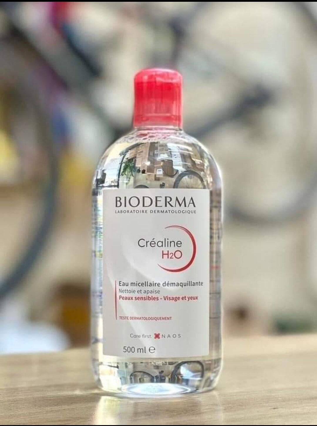 Nước tẩy trang Bioderma màu hồng da khô, da hỗn hợp 500ml mẫu mới