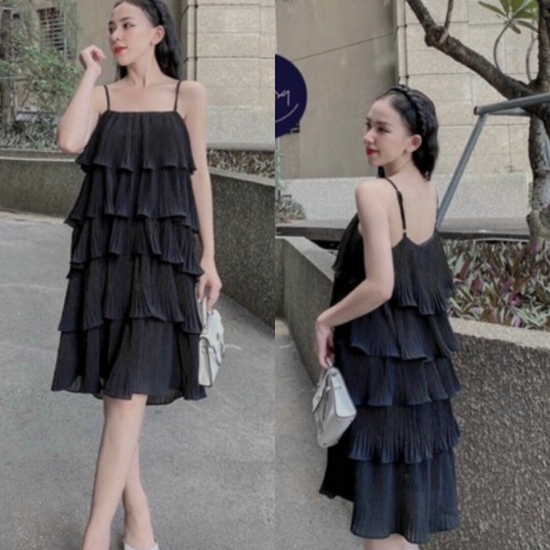 Đầm 2 Dây Dập Ly Tầng