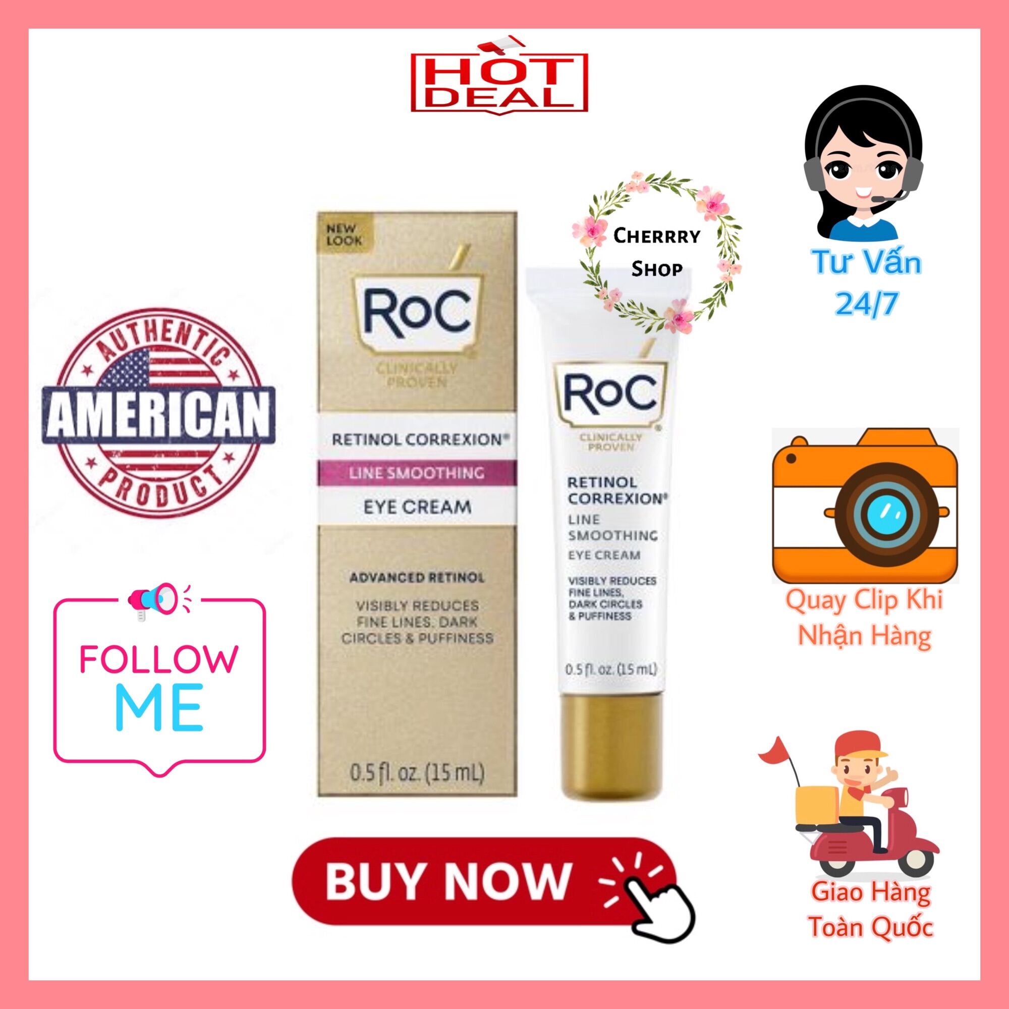 [Hàng Pháp] Kem Làm Giảm Nếp Nhăn Và Làm Mờ Vết Nhăn Ở Vùng Mắt Roc Correxion Eye Cream (15Ml)