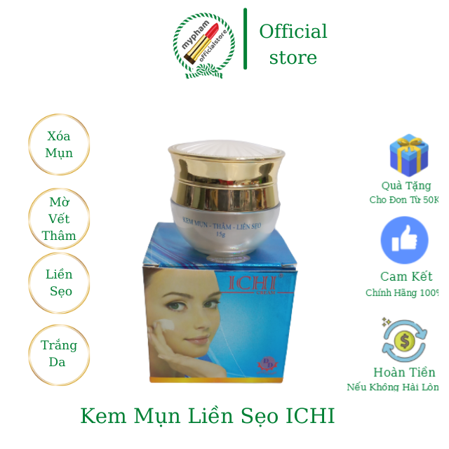 Kem ichi xóa mụn. mờ vết thâm, trắng da, liền sẹo, 15g