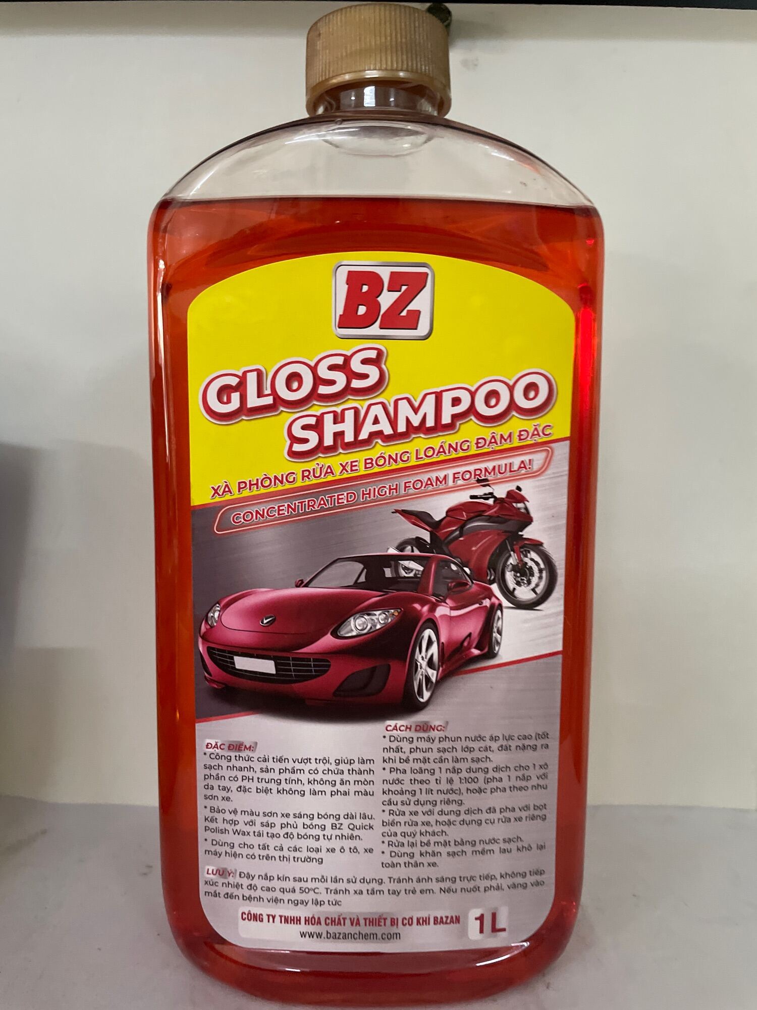 [Mua 2 Tặng khăn] Nước rửa xe BZ , Nước rửa xe xà bông BZ rửa xe Gloss Shampoo thế hệ mới