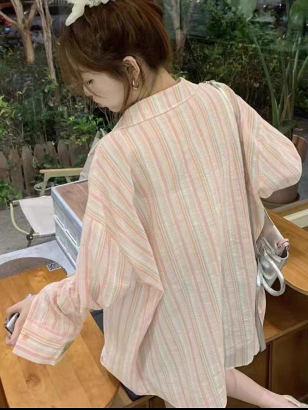 áo sơ mi oversize kẻ sọc chất thô đũi hàn quốc